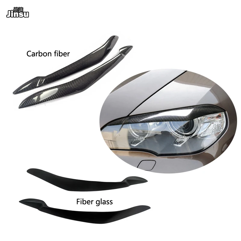 

For BMW X5 35d 50i 2007 -2013 Carbon Fiber Car Front Bumper Headlight Lamp Cover Eyebrows Fiber Glass Primer FRP Eyelids X5 E70