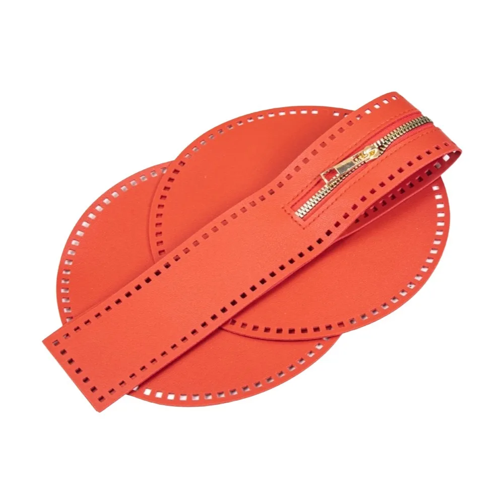 3Pcs PU Leather Bag Making Accessories Bucket Shape Knitting Style DIY Knitting Bag Handmade Design Bucket Bag Bottom Bag Making
