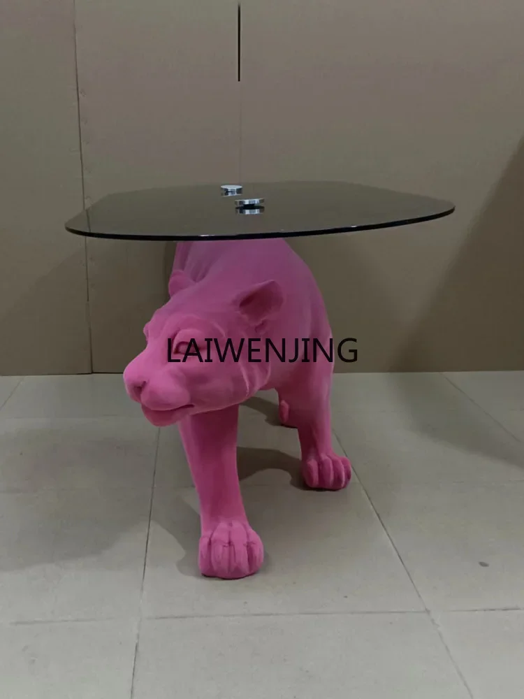 

MJY tempered glass steel animal personalized Italian light luxury simple Nordic tea table