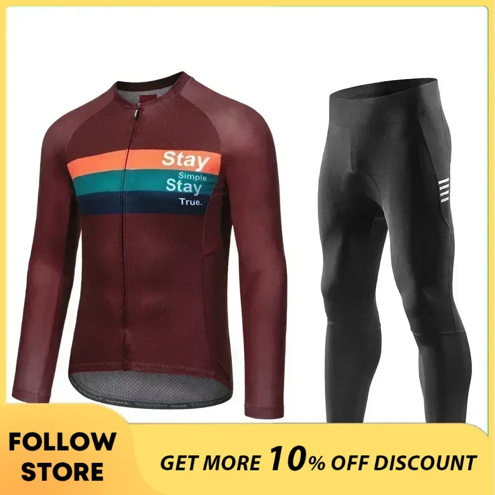 

Santic Men's Cycling Long Sleeve Set Spring MTB Bike Pants Cycling Jersey Set Riding Shirt Riding Clothing Set Asian Size