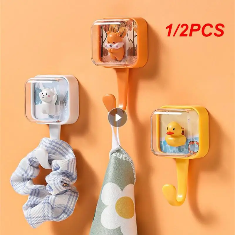 

1/2PCS Hat Hook Funny Animal Designs Strong Adhesive Can Be Reused Popular Convenient Innovative Convenient Key Organizer