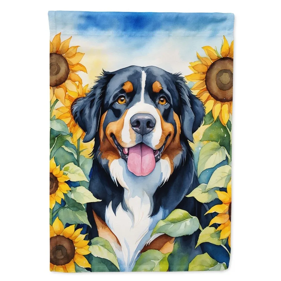 

Bernese Mountain Dog in Sunflowers Garden Flag Mailbox Flag Drative Yard Flag Banner Outside Patio Artwork Yard Flower Beds Gar