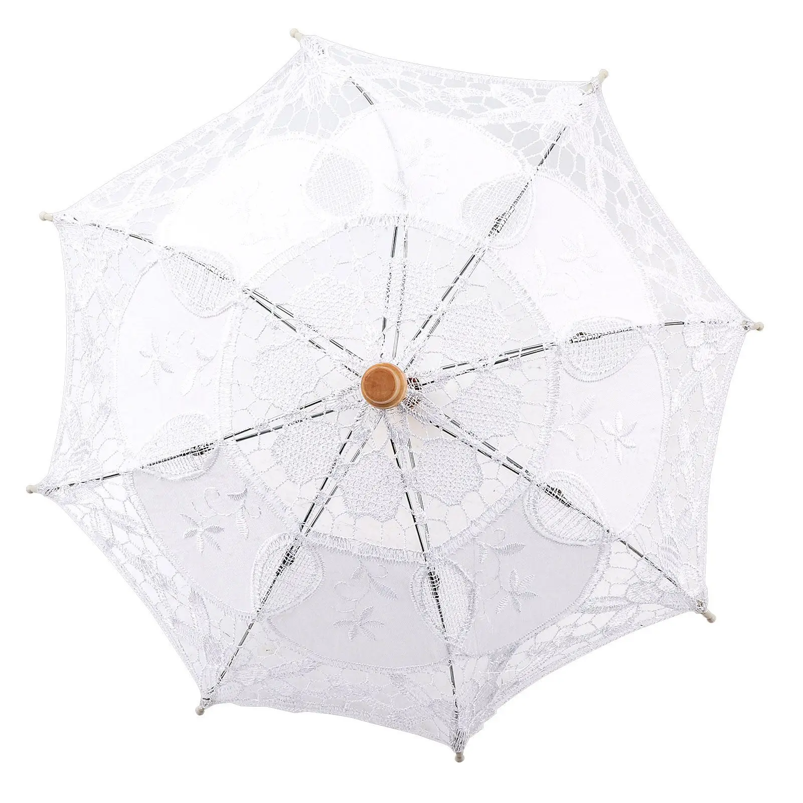 

Lady Wedding Lace Umbrella Parasol Sun Umbrellas Party Bridal Photo Taking Decor(White Small)