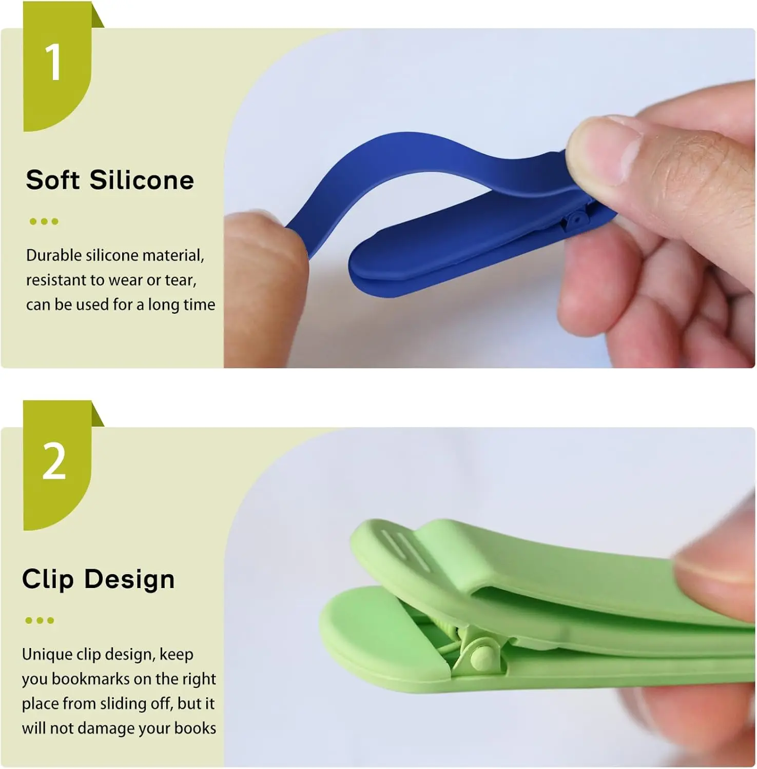 3pcs Silicone Automatic Bookmark, Unique Bookmark Page Keeper, BookPage Holder Markers Clip Book Marks Reading Accessories Gifts