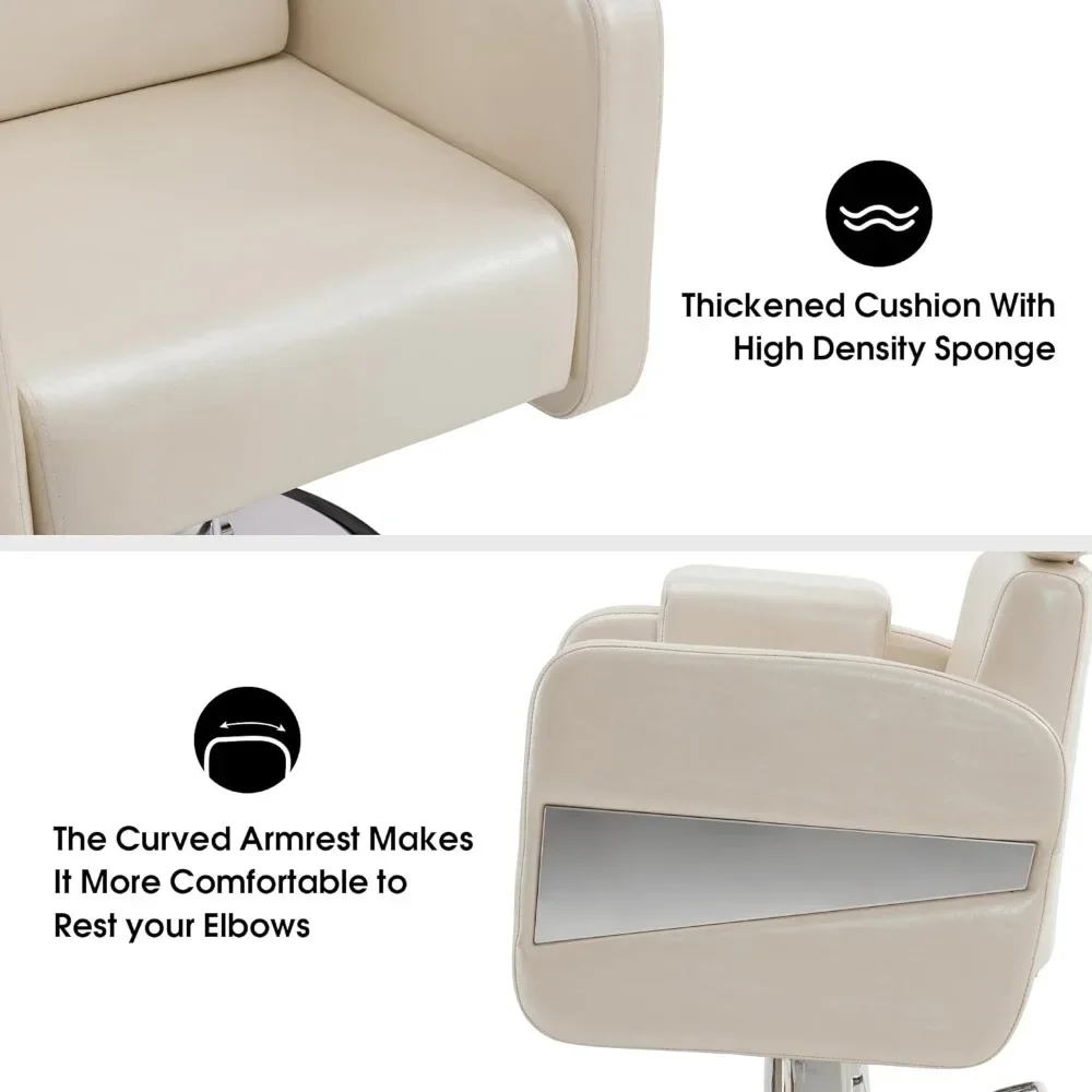 All Purpose Barber Chair With Removable Footrest Reclining Adjustable Swivel Hair Styling Chair for Hair Stylist Home Salon High