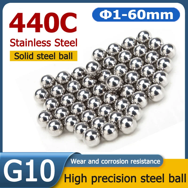 

1-200pcs Dia 1-60mm Solid Steel Balls 440C Stainless Steel G10 Grade Crimp Anti-corrosion High Precision 2/3/6.35/8/10/12/15mm