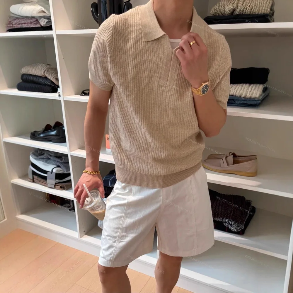 Short-sleeved Polo Shirt for Men in Summer, Light and Breathable Seagull Collar Handsome Half-sleeved