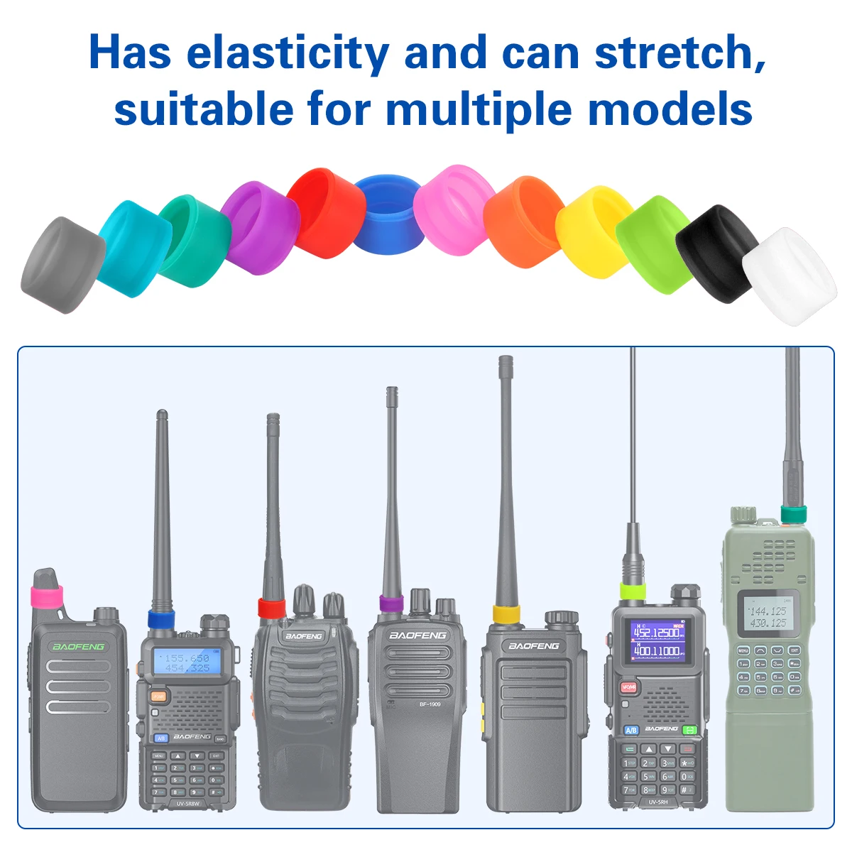 ABBREE - Juego de 7/12 Antenas de Color para Walkie Talkie Baofeng BF-888S UV-5R UV-5RH UV-21 PRO Quansheng UV-K5(8) MOTOROLA Ham Radio