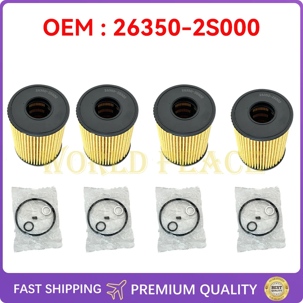 

4PCS Engine Oil Filters 26350-2S000 263502S000 26350 2S000 for 2020-2024 Hyundai Kia 2.5L