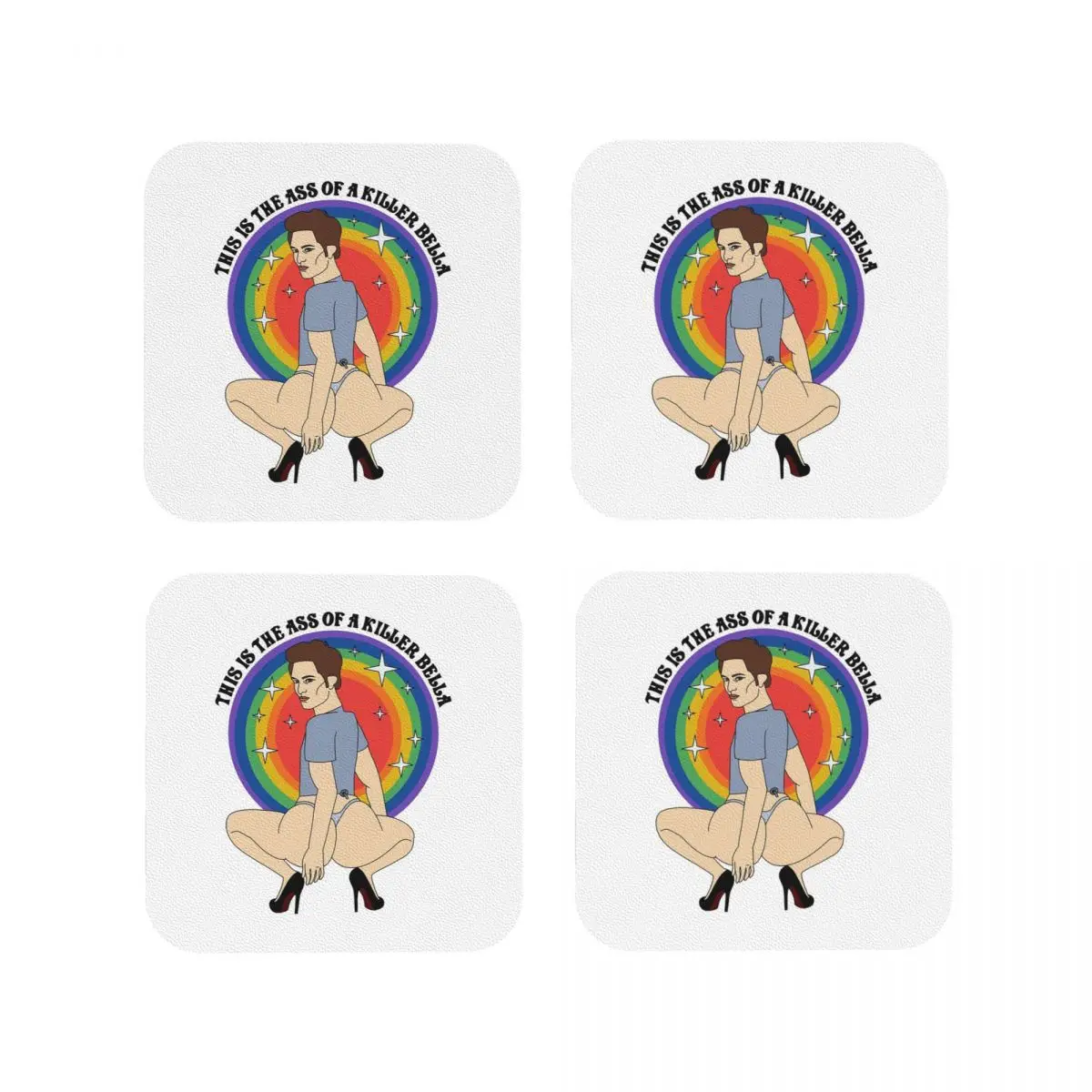 This Is The Ass Of A Killer Bella Funny Robert Pattinson Mem Coasters Coffee Mats Mug Cup Tableware Pads Home Kitchen Dining Bar