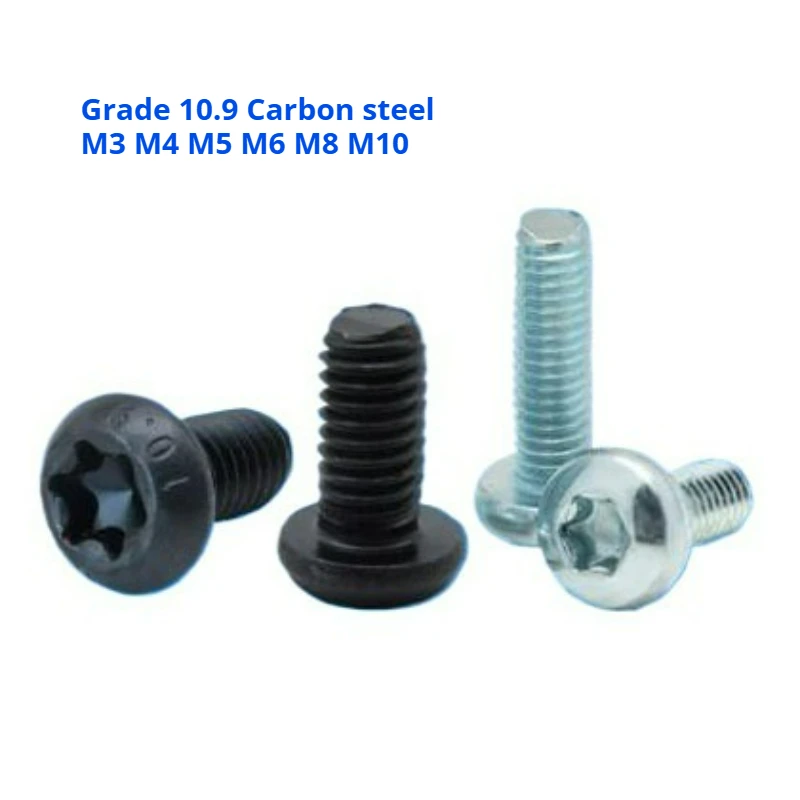 M3 M4 M5 M6 M8 M10 Galvanized/Black Grade 10.9 Steel GB2672 Six-Lobe Torx Pan Head Screw Six Lobe Round Head Bolt Metric Thread