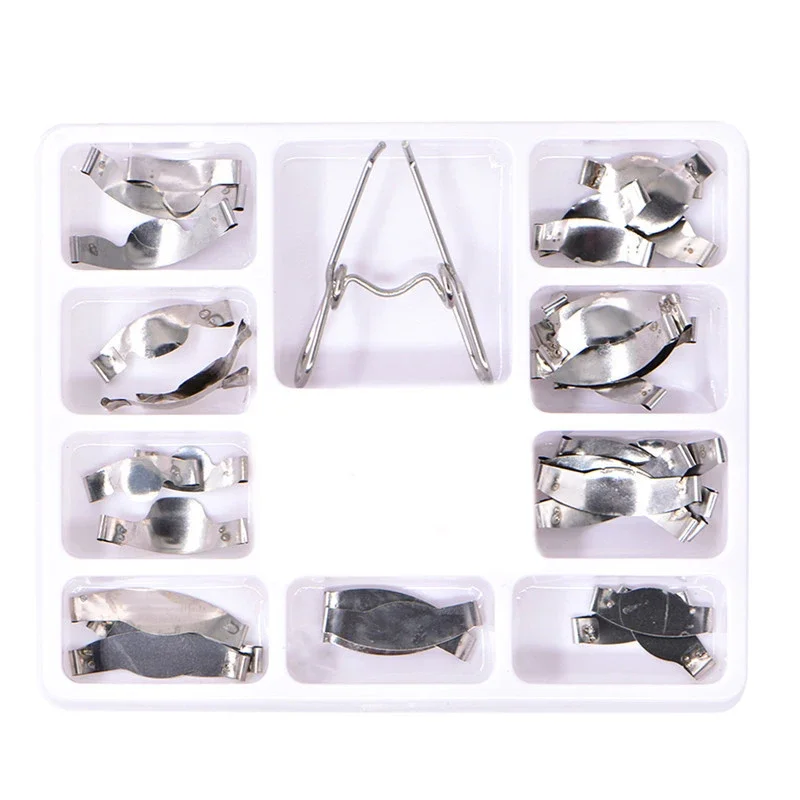 

Dental Matrix Sectional Contoured Metal Matrices Dental Matrix with Spring Clip Delta Ring Clamp Wedges Kit No.1.398 No.1.330