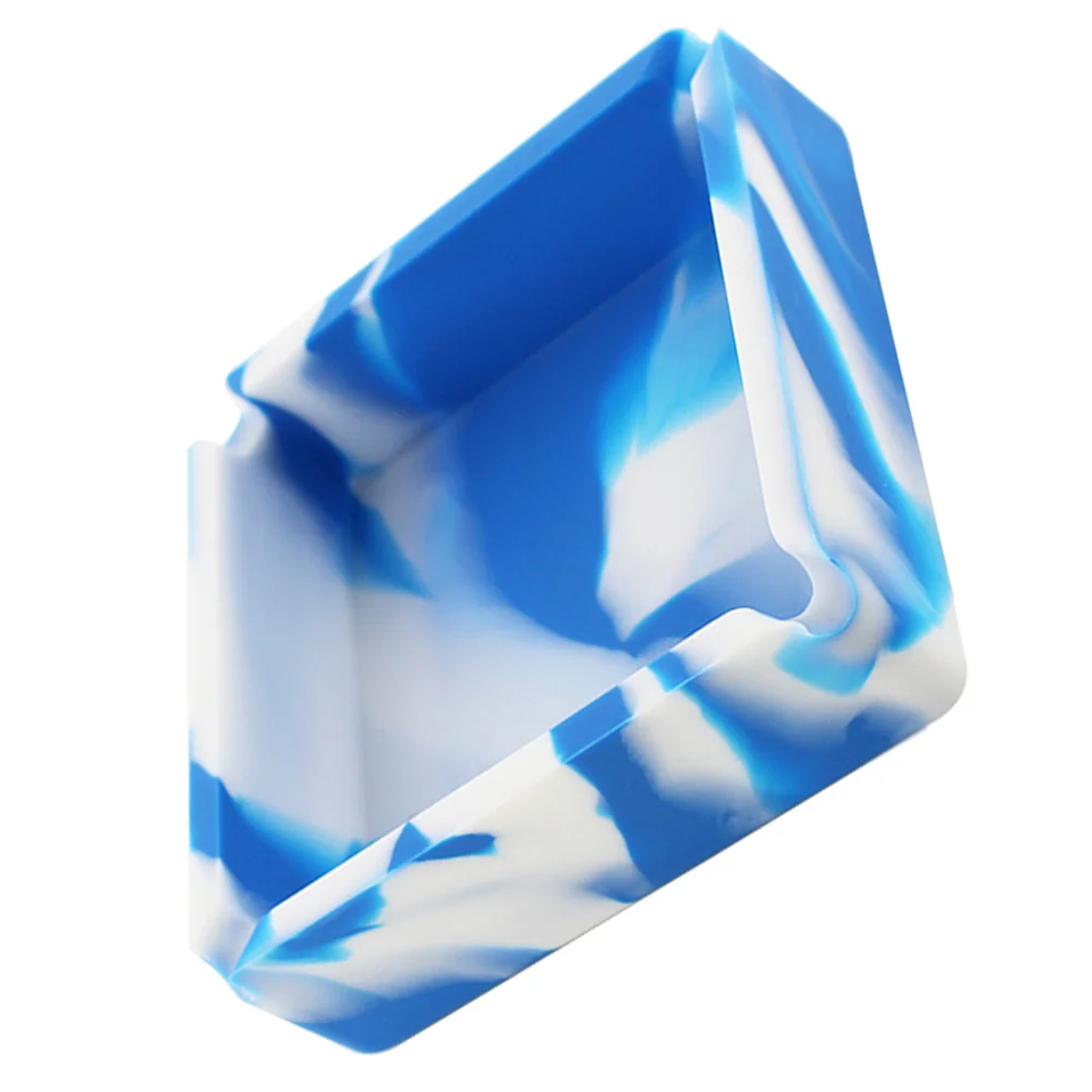 

Square Silicone Ashtray Unbreakable Heat Resistant Camouflage Cigar Holder Dark Blue White 4 Slot Portable Home Living