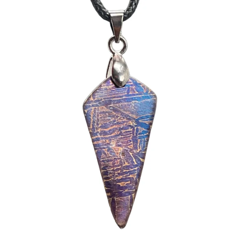 Natural Muonionalusta Iron Meteorite High Temperature Colored Spear Pendant Meteorite Necklace Collectible Ornament LK550