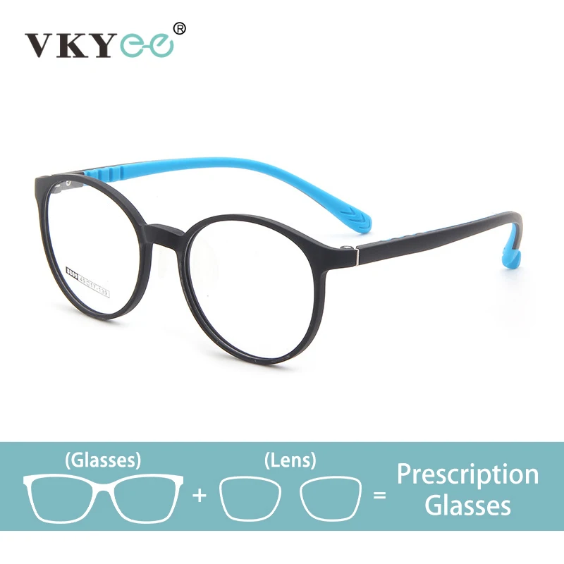 

VICKY Ultralight Simple Kids Fashion Round Frame Silicone Eyewear Customizable Prescription Anti-Blue Light Glasses 8809