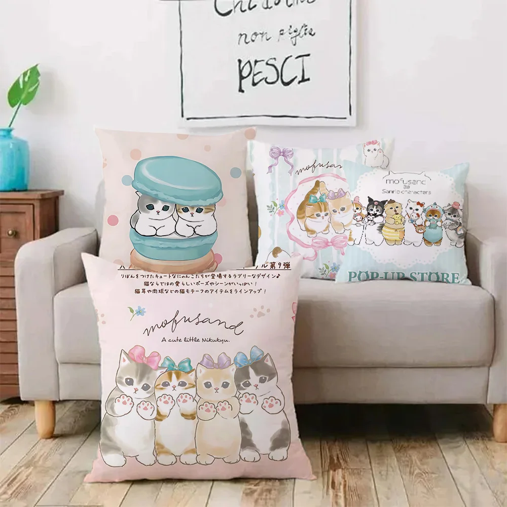 Hot Lovely Cats  M-MofusandS Pillow Covers Cartoon Sofa Decorative Home Double-sided Printing Short Plush Cute Cushion New Cover