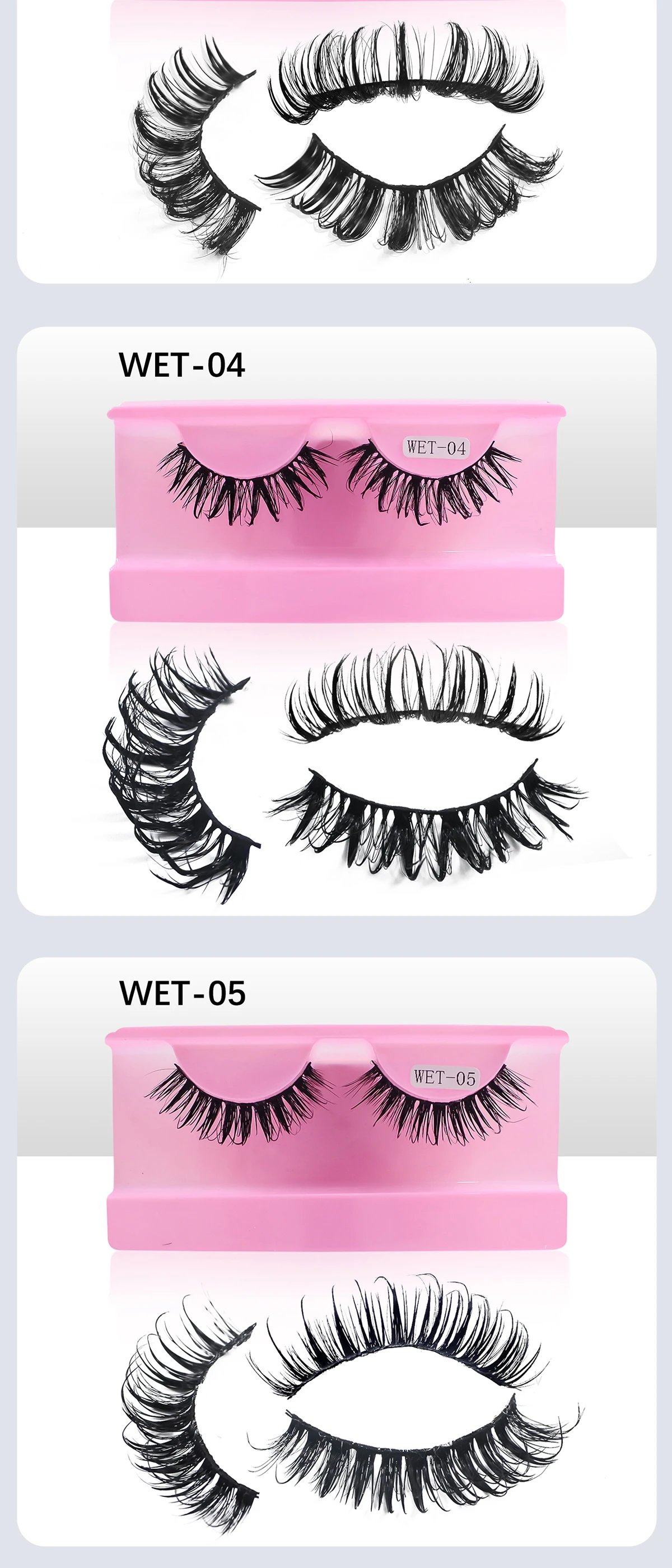 Neue Wet Spikey Lashes Make-up D-Curl Russische Streifen-Wimpern, Künstliche Wimpern für Cosplay, Natürliche Volle Streifen-Wimpern – Detail 4