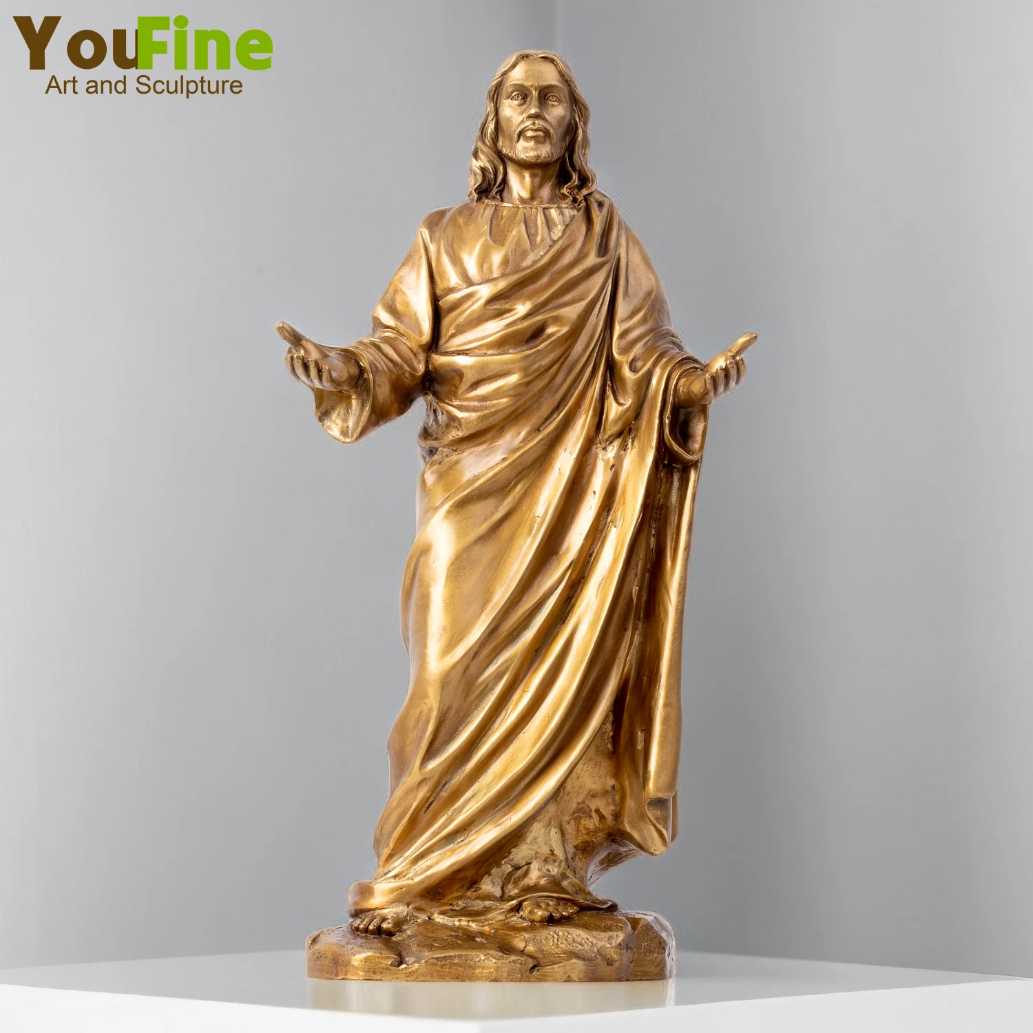 

12.2" Jesus Bronze Sculpture Christ Blessing Statue Bronze Jesus Statue Figurine Sculpture Church Home Decor Desktop Ornaments