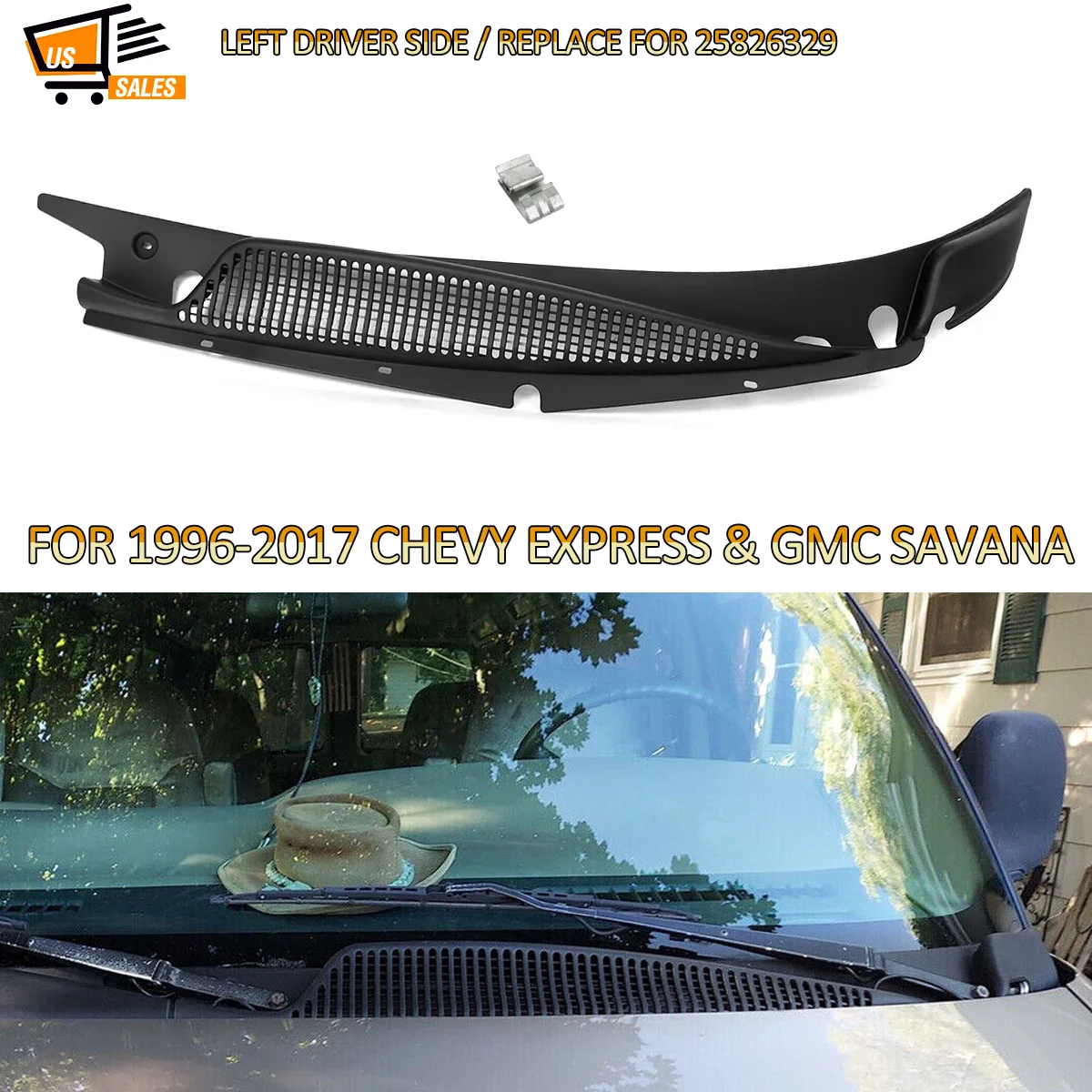 

Замена решетки вентиляционного отверстия стеклоочистителя 25826329 для Chevrolet Express GMC Savana 1500 2500 3500 1996-2020