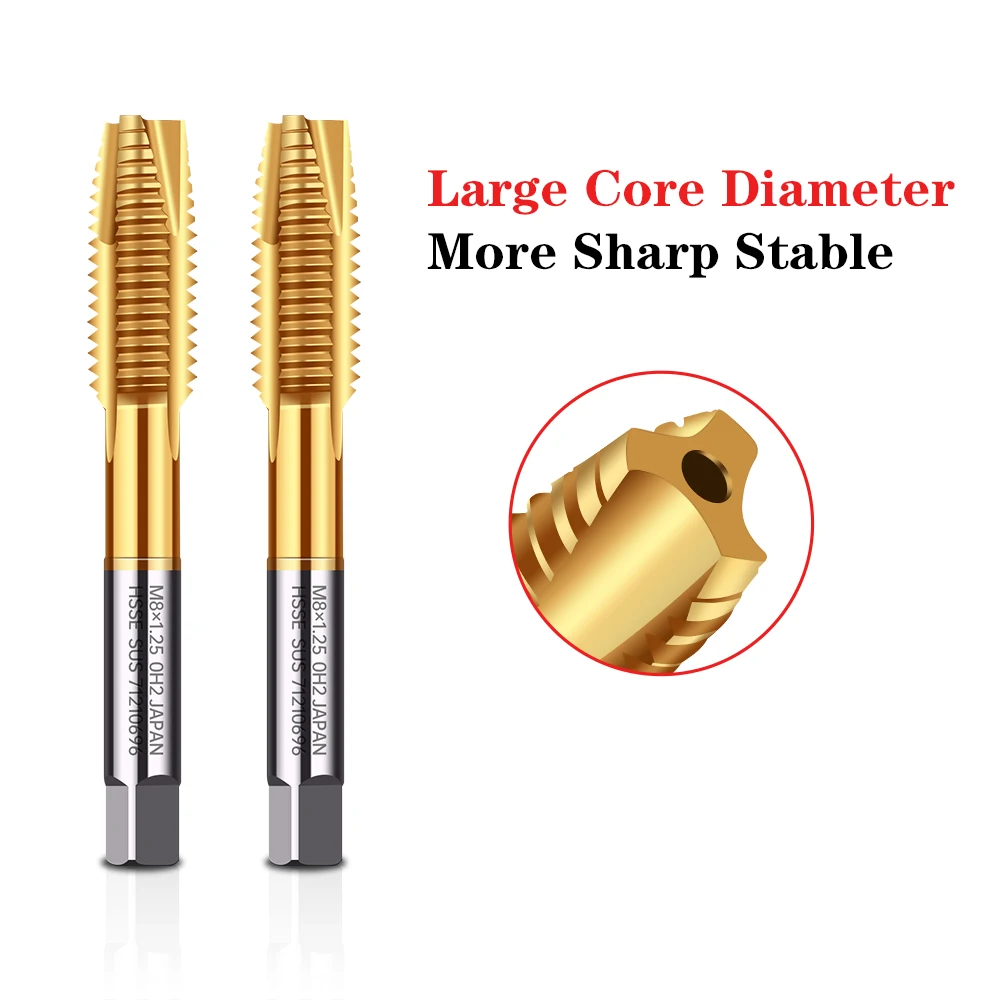 Augusttools M2 to M24 Machine Screw Tap Spiral Metric Thread Tap For Stainless Steel Titanium Coated Threading Tool