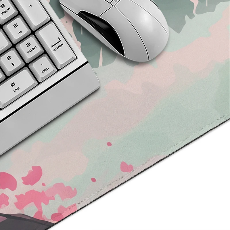 Mouse Pad Sakura Mount Fuji Black Cat Gamer printon demand Home Large Mousepad XXL Playmat Office Carpet Computer Mouse Mats