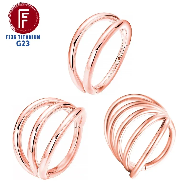 ASTM F136 Piercing de tabique de titanio Color oro rosa anillo de nariz aro 16G pendientes Tragus labio cartílago mujeres hombres joyería del cuerpo