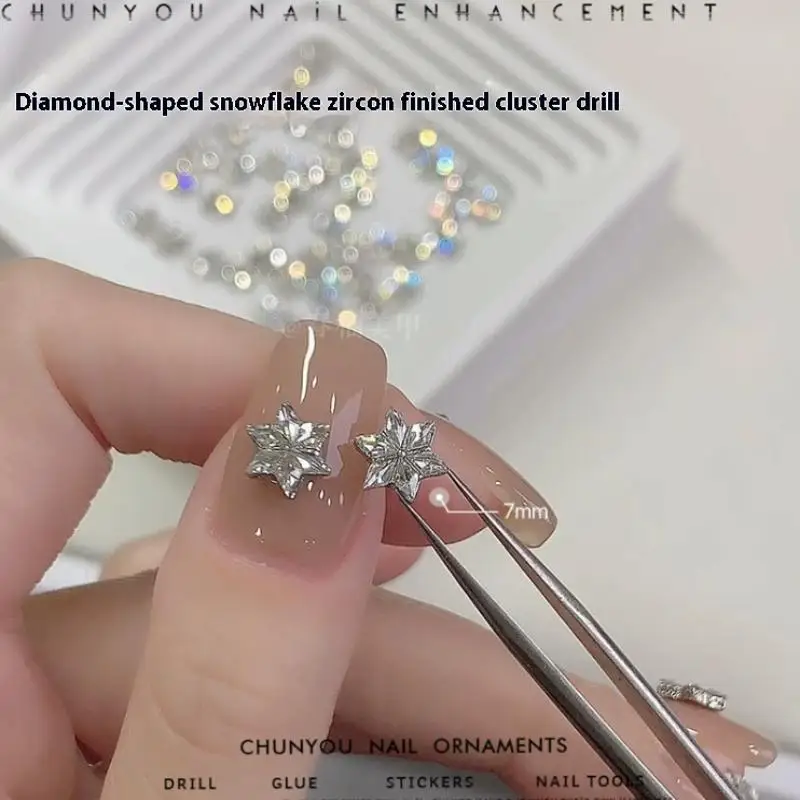 5Pcs Jewelry Nail Nails Christmas Flash Art Decorations Snowflake Zircon Pearl Crystals Rhinestones Accessories Charms Flower