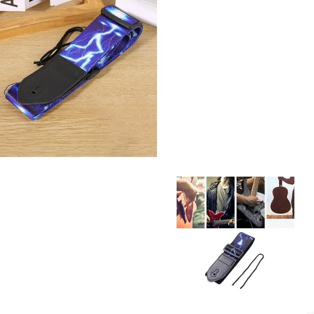 

Утолщенный универсальный плечевой ремень для гитары, ремень для электрогитары, наплечная накладка с кожаным концом, регулируемый