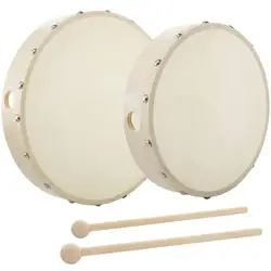 20/25cm Wooden Hand Drum Kid Percussion Toy Wood Frame Drum Set Portable Musical Instrument with Drum Stick Children Music Game