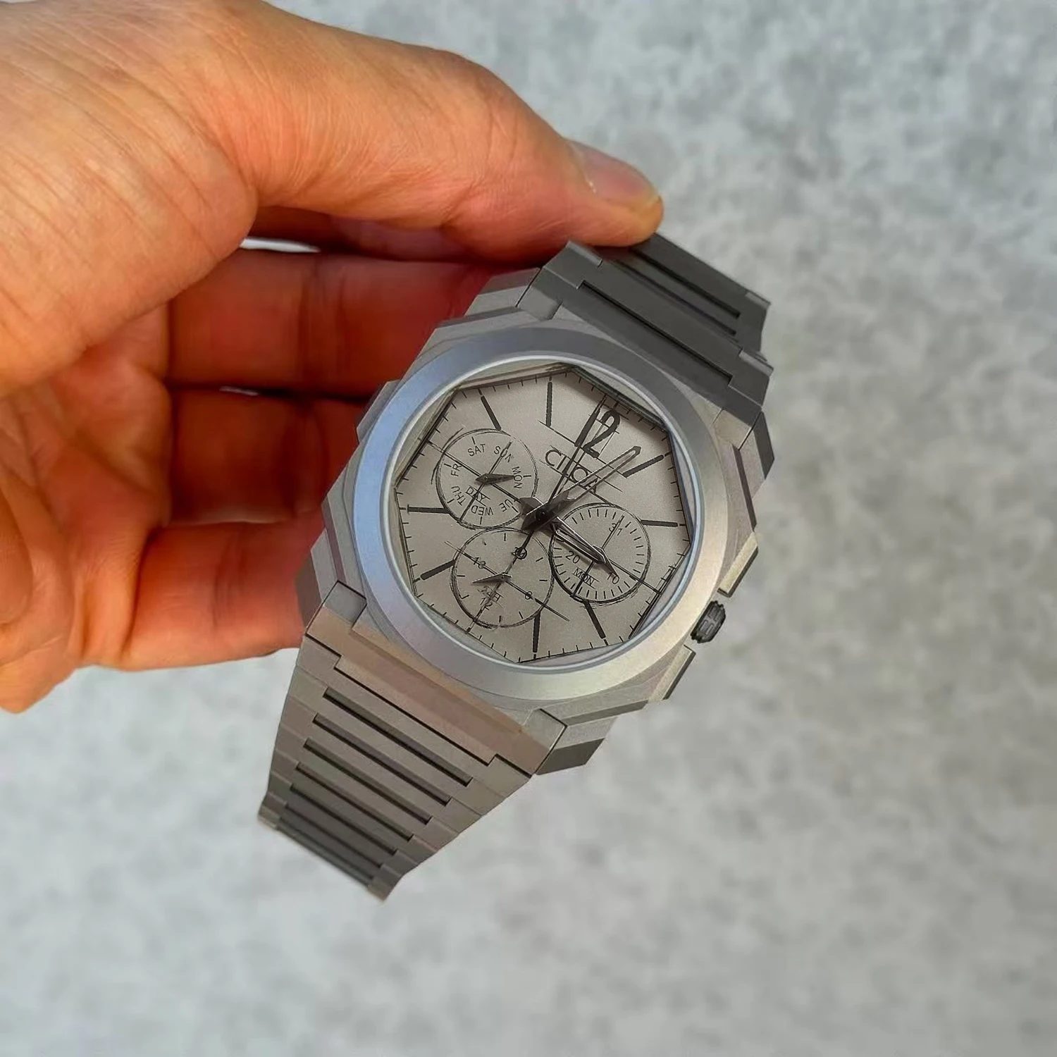 ساعة CILOA ذات قرص كبير عالي الجودة للرجال ماركة فضية عالية الجودة هدية فاخرة خفيفة أصلية 2025 ساعة كوارتز جديدة مقاومة للماء #5