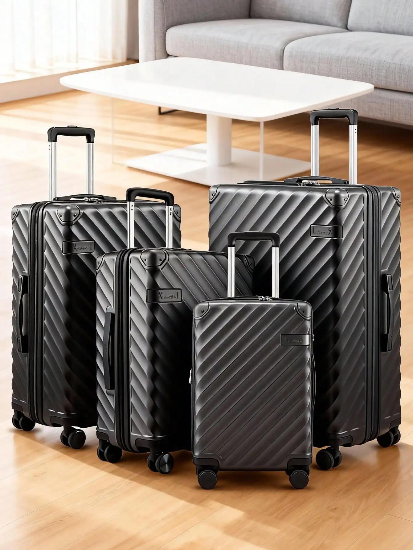 1pcs New 20/21/24/28 Inch BLACK Luggage With Spinner Wheels, Polycarbonate Expandable Hard Shell Suitcase
