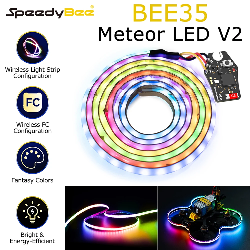 SpeedyBee Light Wireless LED Meteor Light Strip Lights With Flight Control Wireless Tuning Supports with BOOT Flight Controller