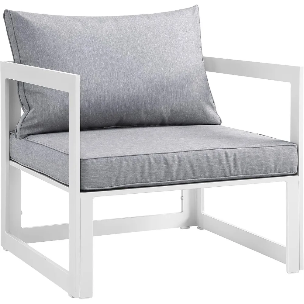 Fortuna Aluminum Outdoor Patio Armchair in White Gray