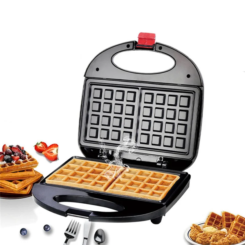 

Press Waffles Grill With Non-Stick Board, Double-Sided Heating, Indicator Light High Guality Durable In Use Black EU Plug-B27C