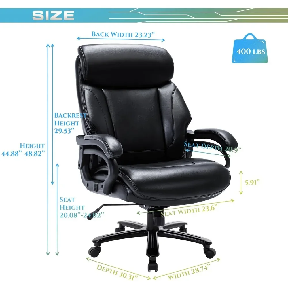 Heavy-duty computer chair office chair, ergonomic computer chair with high back tilt rock and tension,upholstered armrests,black