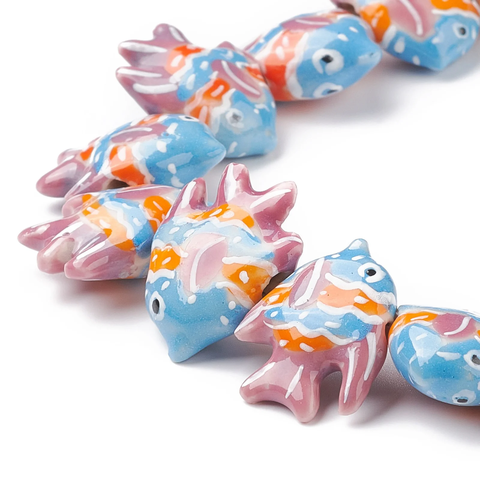 

20pcs Handmade Ceramic Porcelain Beads Colorful Tropical Fish Loose Spacer Beads Charms For Jewelry Making Necklace DIY Supplies