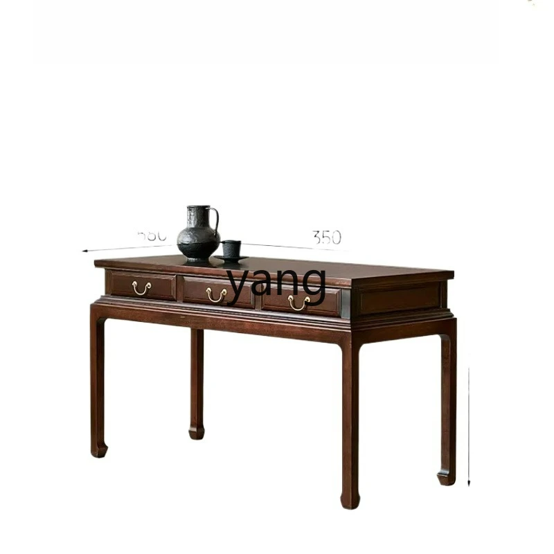 lmm New Chinese Style Black Walnut Horse-Shoe Desk Home Solid Wood Writing Desk Modern Office Desk