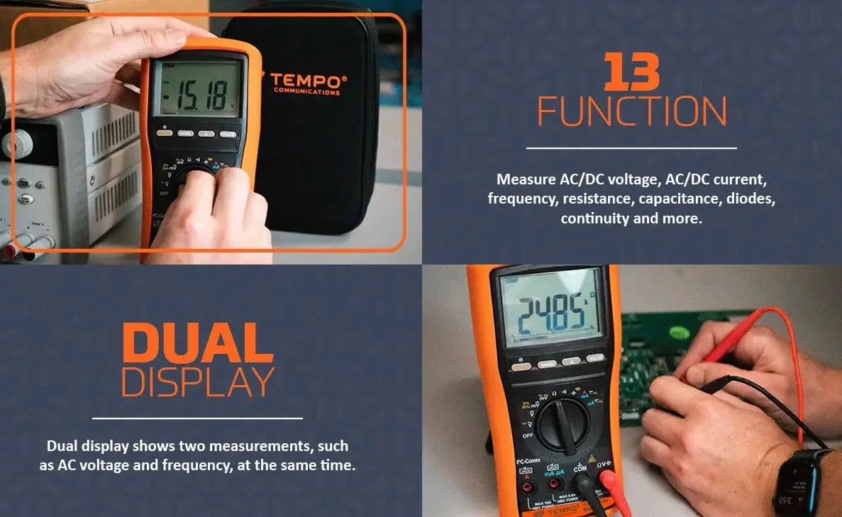 MM810 Multimeter, universelles digitales True RMS-Multimeter, AC/DC-Spannung, Strom, Widerstand, Frequenz,