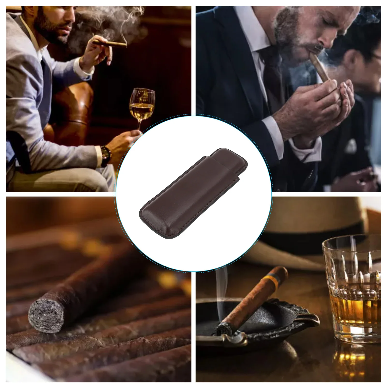 2 Finger Cigar Case Cigar Holder Case Leather Cigar Case Portable 2 Finger Cigar Holder for Travel Business Trip Boyfriend Gifts