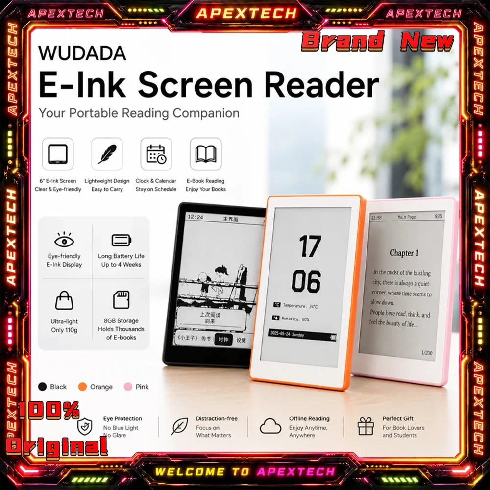 wudada-e-ink-screen-reader-37-ultra-thin-touch-frontlight-ebook-desktop-clock-txt-reader-open-source-firmware-pocket-e-reader