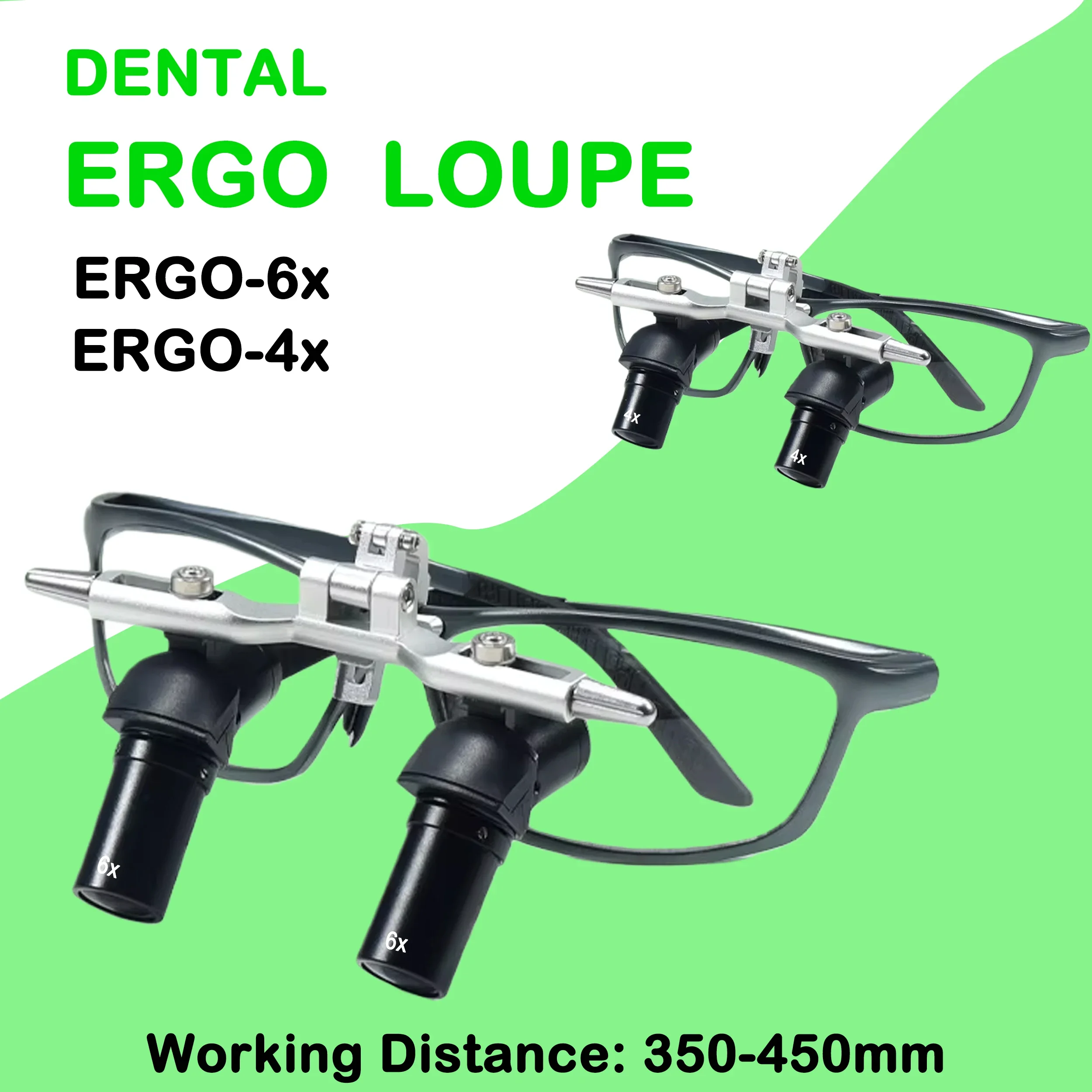 Ergo Optical Dental Lupen 48 ° 4X 6X hochklappbare Lupen für die Mundchirurgie. Komfortable Alternative zum Biegen und Senken des Kopfes