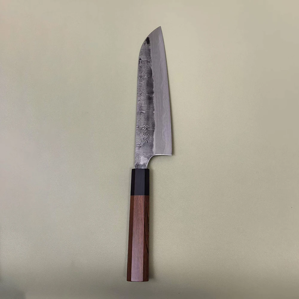 

7 Inch Santoku Knife T12A High-carbon Steel Core Blade Chef Slicing Cleaver Handmade Forged Japanese Kitchen Knife Wood Handle