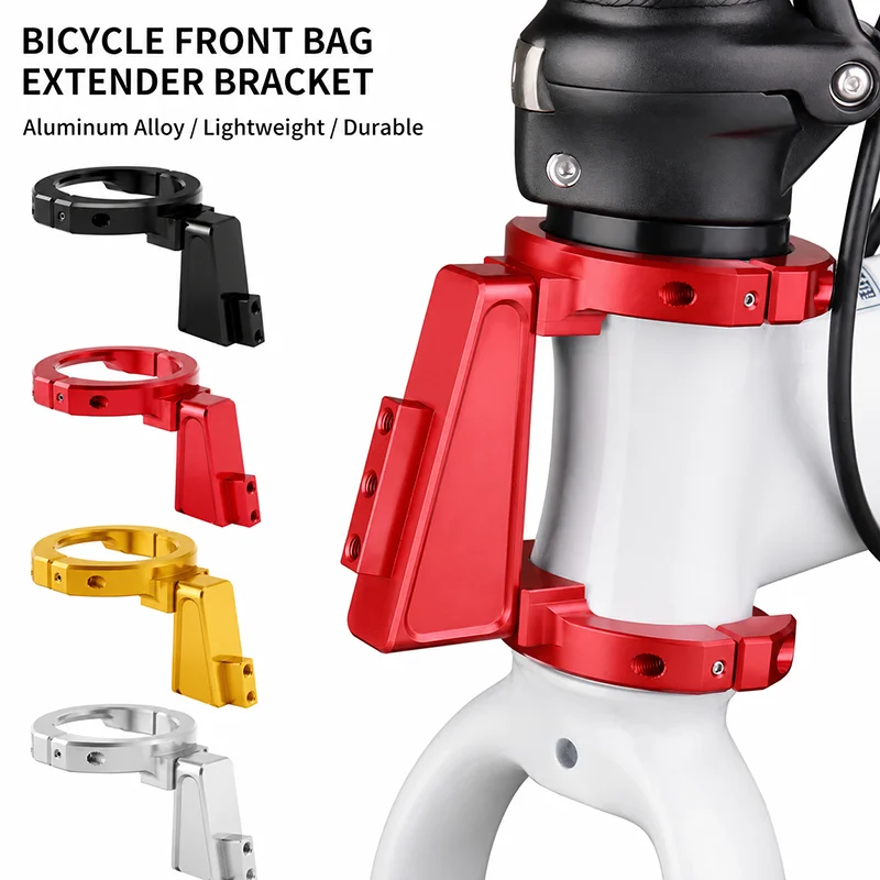 Aluminum Bicycle Front Bag Carrier Block Extender Bracket Double Clamp Head Tube Mount Adapter for Folding Bike