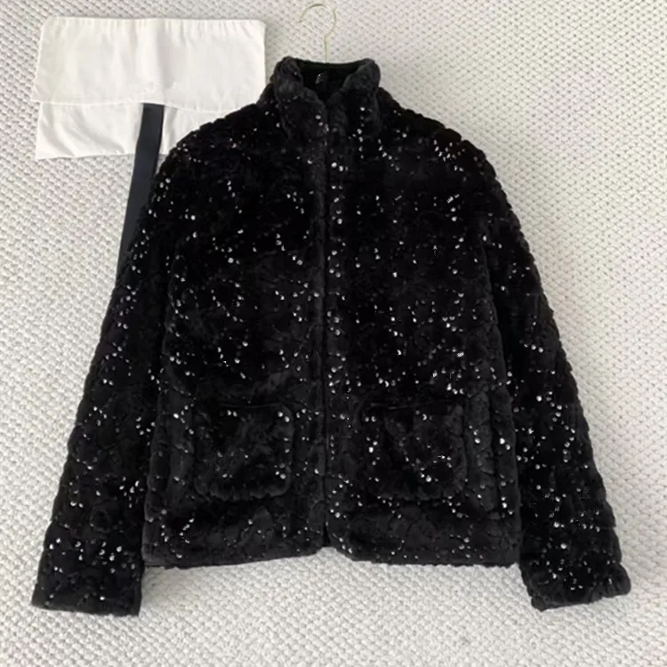 Customization European women's winter 2026 new styles  Long-sleeved zipper Fuzzy coat