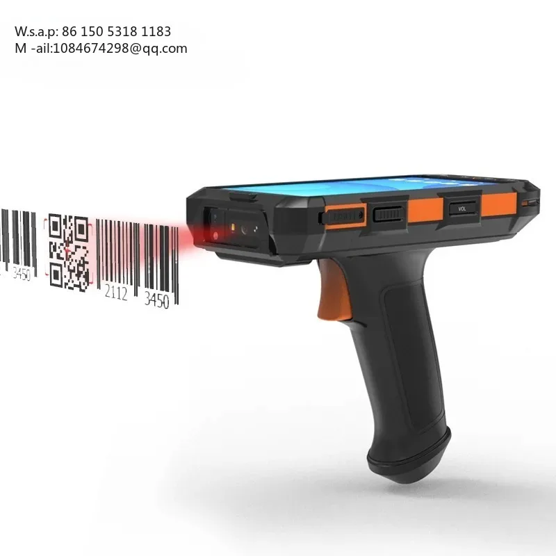 5.5inch Portable Handgrip Android 13 PDAS Reader Scanner Rug Handheld Barcode Scanner with 8000mah 64g Octa Core WiFi NFC