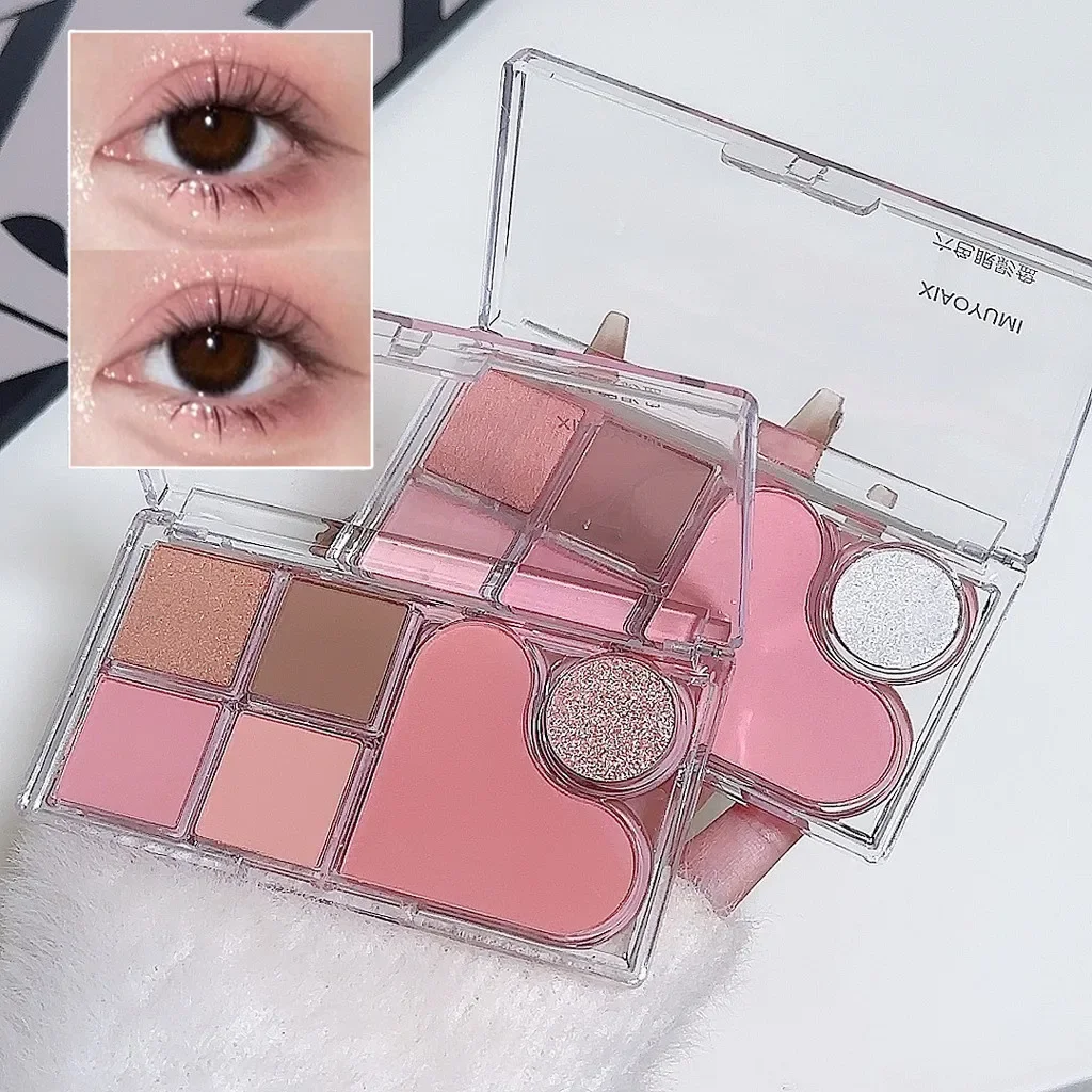 Paleta de sombras de ojos integrada, sombra de ojos de seis colores, rosa nacarado mate, maquillaje duradero, puro deseo