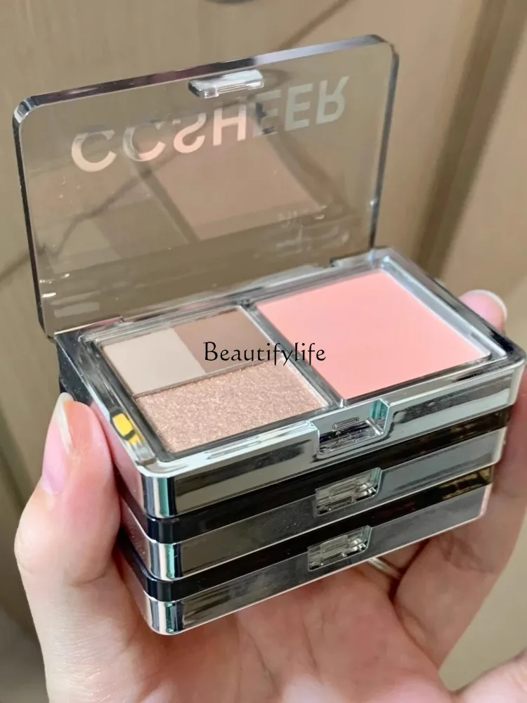 

Four-Color Eye Shadow Blush Repair Comprehensive Plate Honeydew Color Series Pink Light Integrated Mini-Portable New