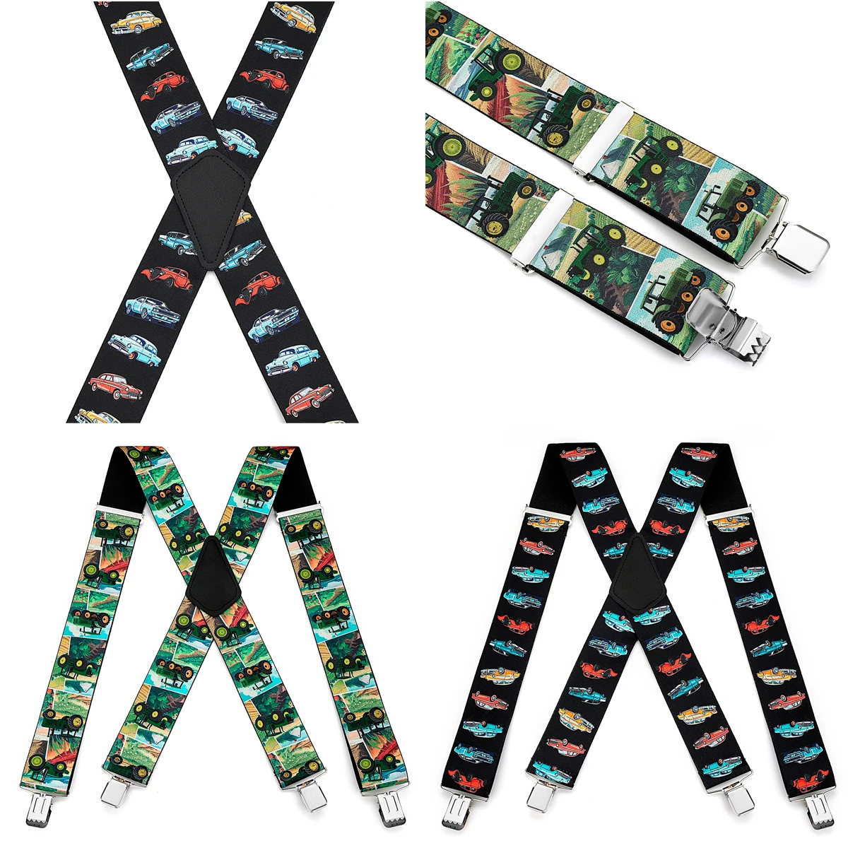 Penyangga Celana Dewasa dengan 4 Klip, Bentuk-X, Elastis, Dapat Disesuaikan, Anti-Selip