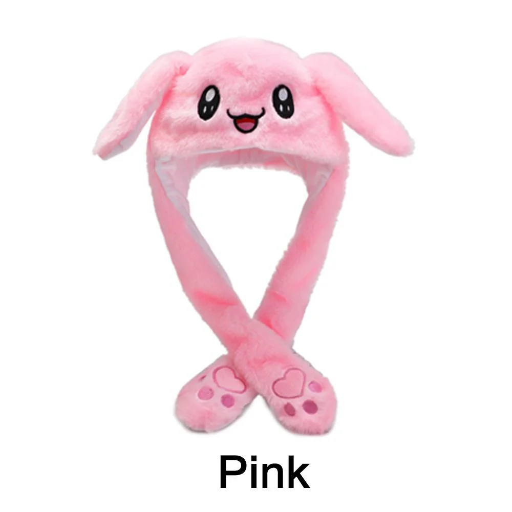 Chapéu de orelha de coelho bonito de pelúcia kawaii chapéu de coelho com orelhas móveis boné de inverno para fadas cosplay presentes de aniversário