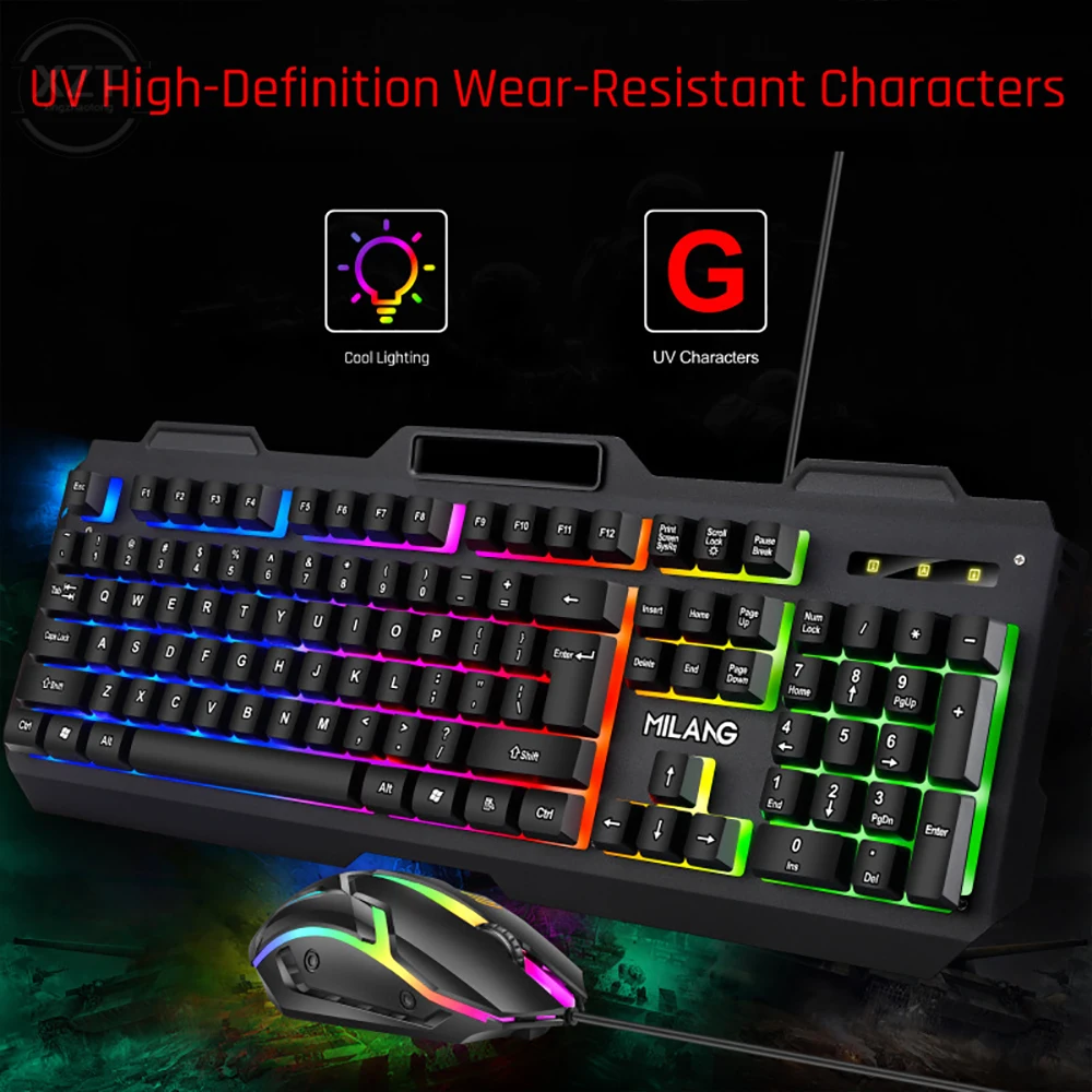 Gamer Keyboard And Mouse PC Gaming Keyboard RGB Backlit Keyboard Rubber Keycaps Wired Keyboard Mouse Gamer Gaming Mouse